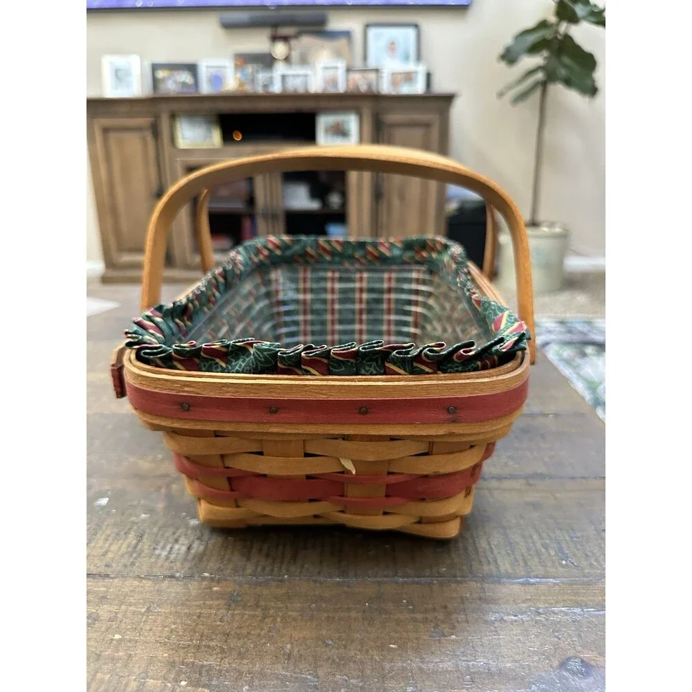 1996 Longaberger Christmas Collection Holiday Cheer Basket Set Imperial Stripe